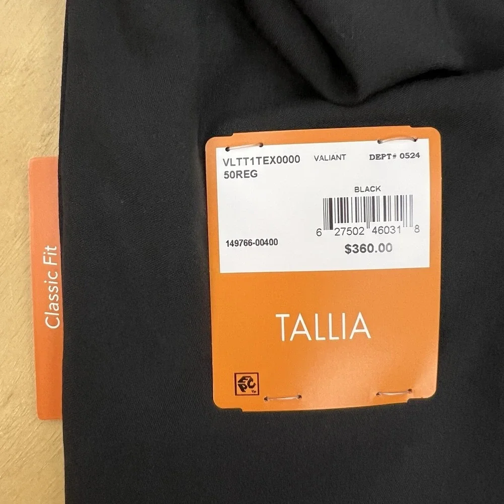Tallia Blazer Sport Coat Mens 50R Classic Fit‎ Polyester Blend Stretch Black